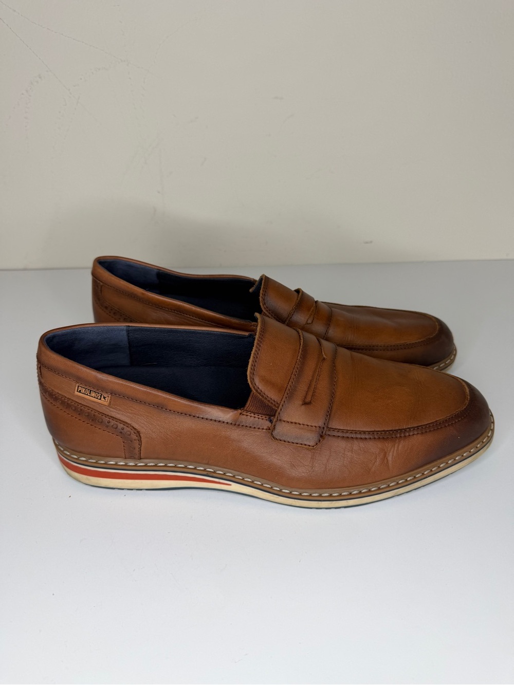 Pikolinos Brown Leather Penny Loafers Mens Size 44 Comfort Slip On Casual Shoes